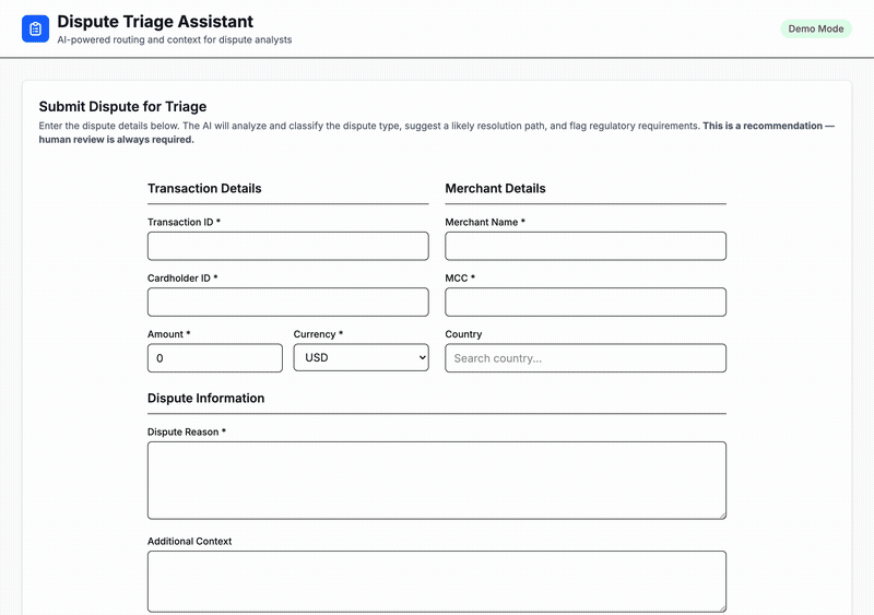 B2B Payments Dispute Classifier Demo