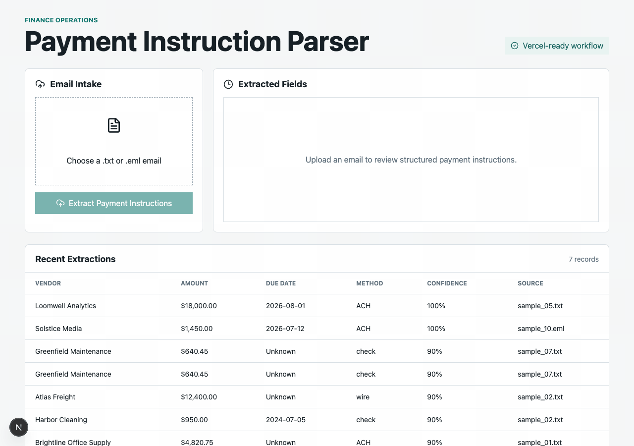 Payment Instruction Parser Demo